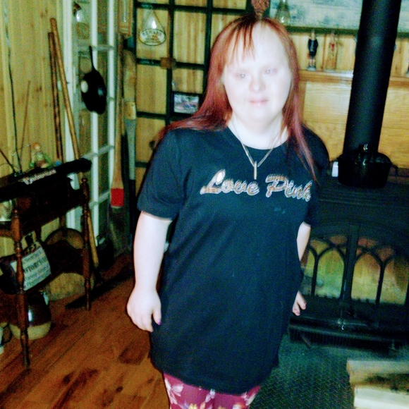 Pink tee meet my model Brittany - Picture 2 of 2